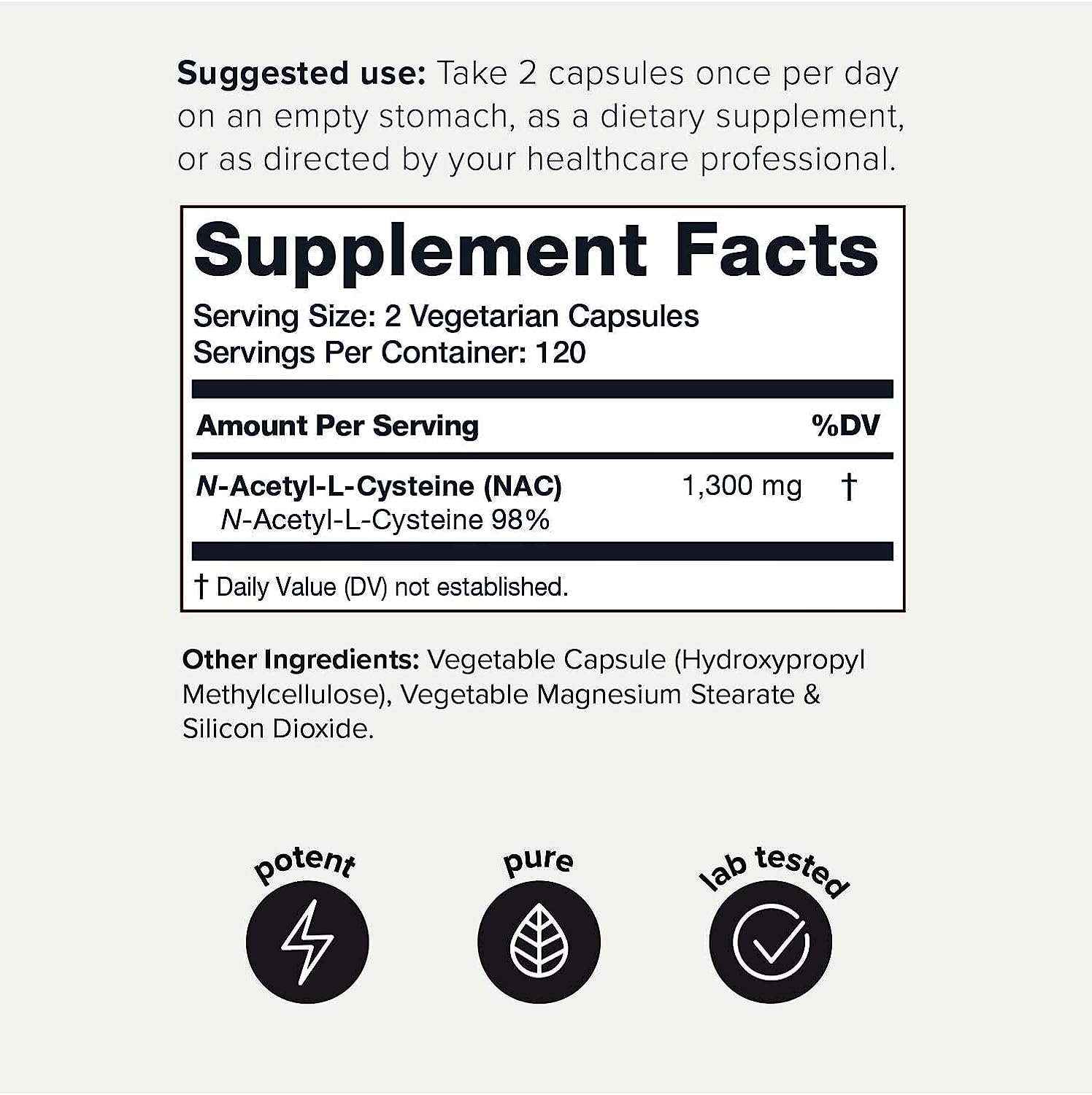 Toniiq NAC Ingredient Listing